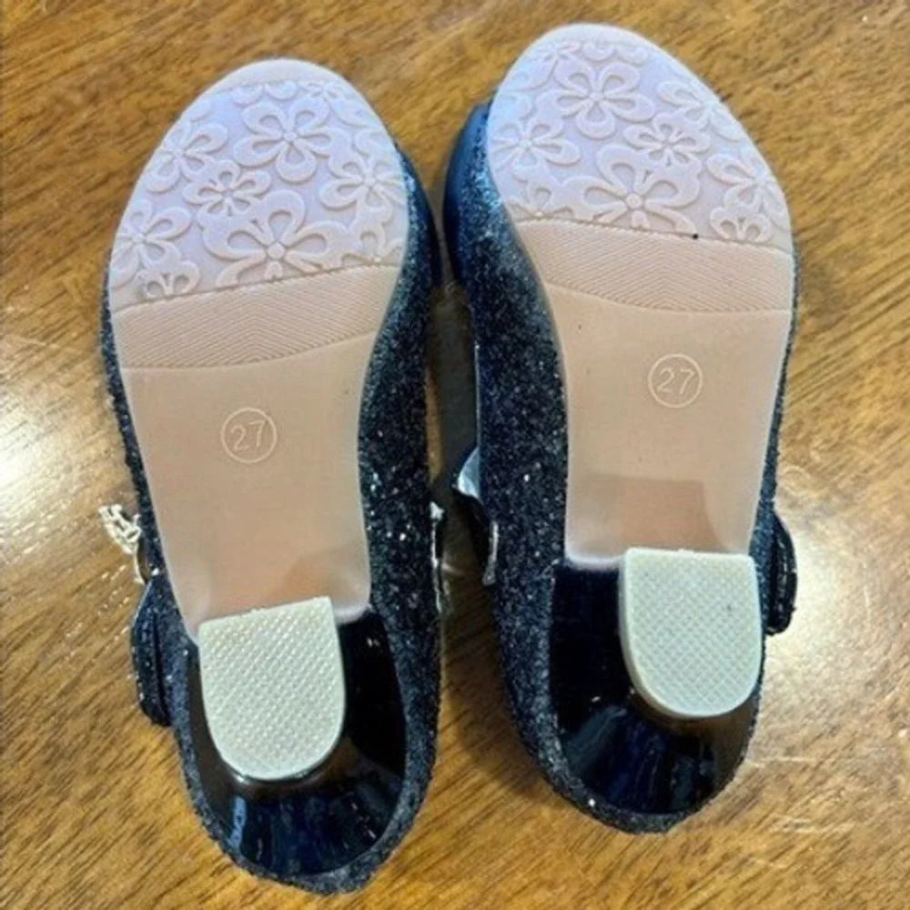 Walofou Glitter Girls Princess Shoes Elegant Sparkly Mary Jane Bow Accent Size 9